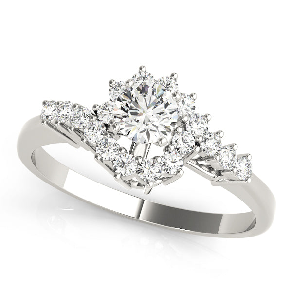 Norman Pave Engagement Ring in Round White Gold