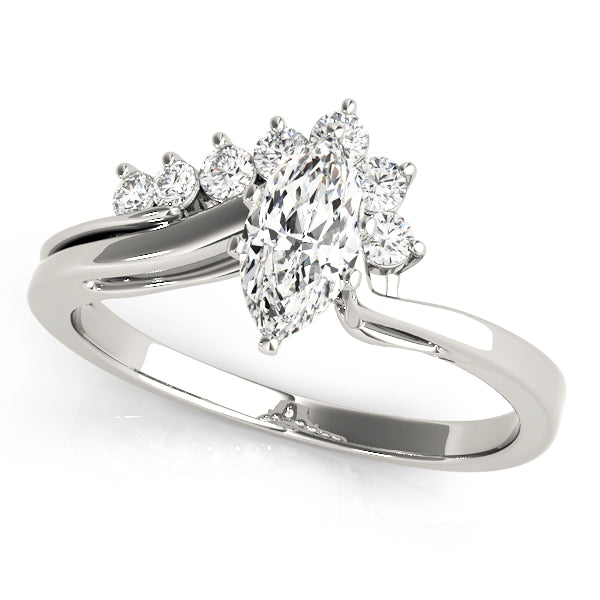 Viking Nature Inspired Bypass Engagement Ring in Round White Gold