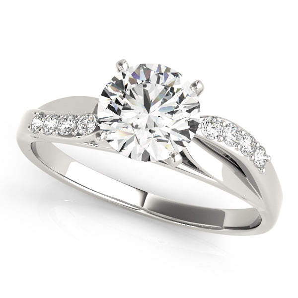 Britannia Twisted Pave Engagement Ring in Round White Gold