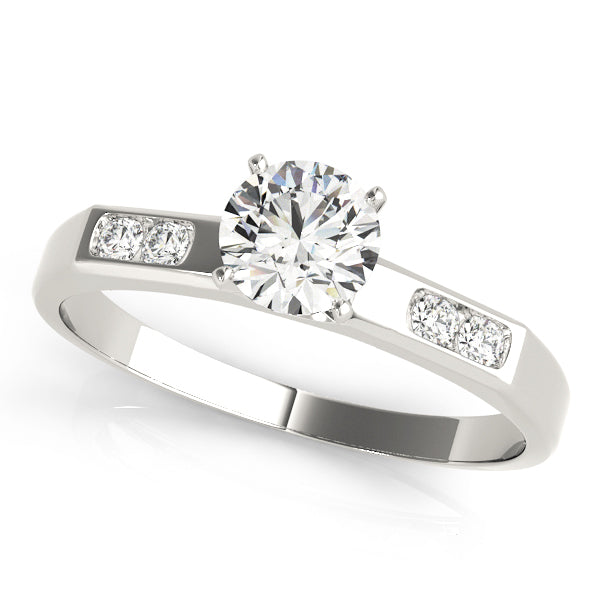 Coronation Side Stone Engagement Ring in Round White Gold