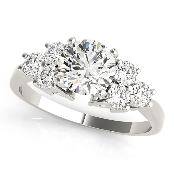 Holly Three Stone Engagement Ring in Round White Gold