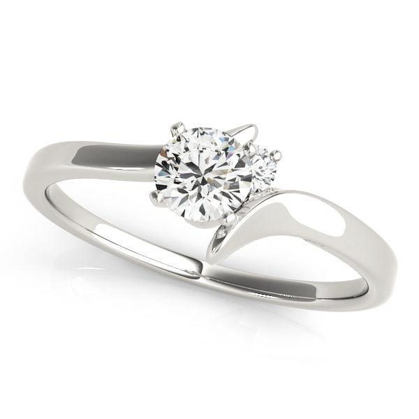 Camelot Delicate Side Stone Engagement Ring in Round White Gold