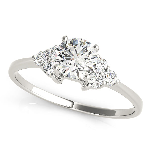 Ivy Side Stone With High Set Engagement Ring in Round White Gold