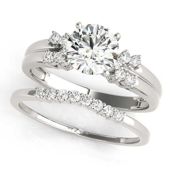 Rowan Multirow Engagement Ring in Round White Gold