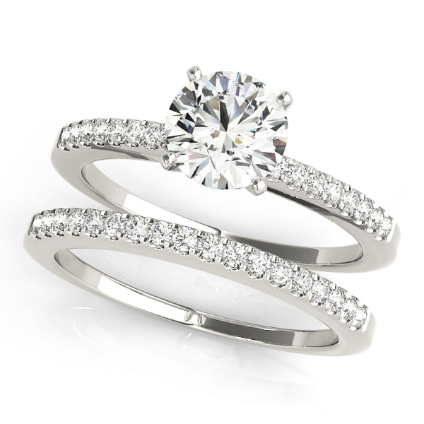 Tay 1/2 Pave Engagement Ring in Round White Gold