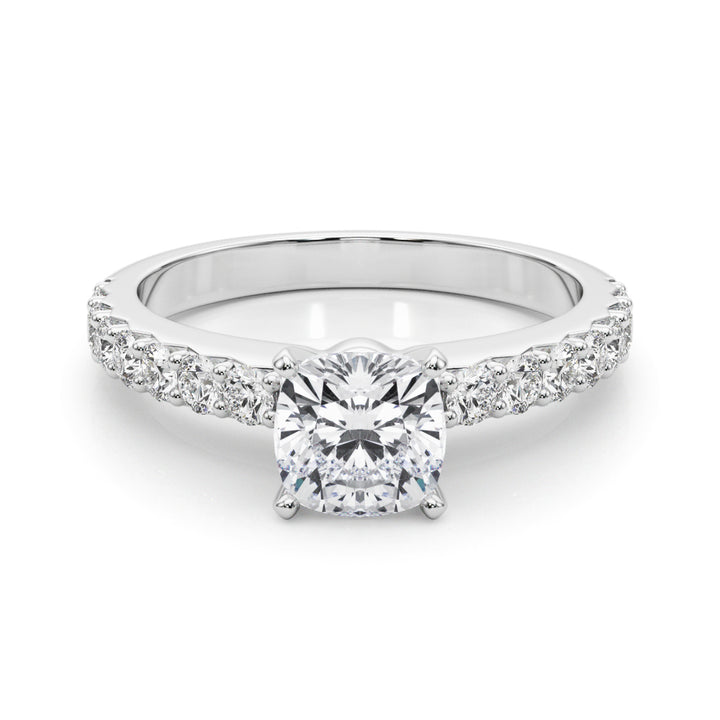 Severn 3/4 Pave Engagement Ring in Round White Gold