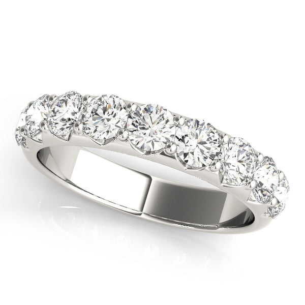 Stirling Wedding Band Prong Set in White Gold