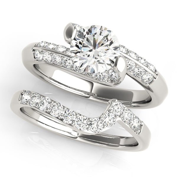 Jade Twisted Multirow Engagement Ring in Round White Gold