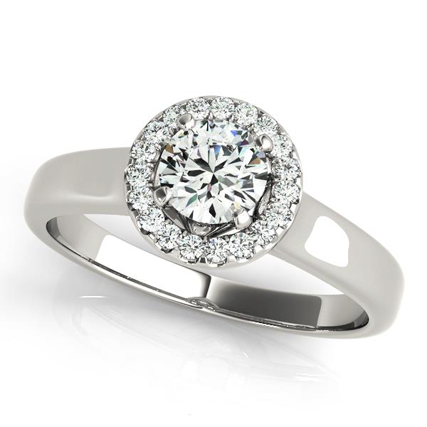 Sussex High Set Halo Engagement Ring in Round White Gold