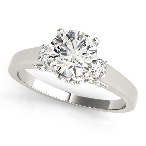 Yellow Three Stone With Hidden Haloengagement Ring