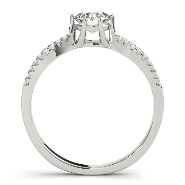 Glimmer Cross Pave Engagement Ring in Round White Gold