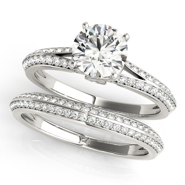 Glacier Double Pave Engagement Ring in Round White Gold