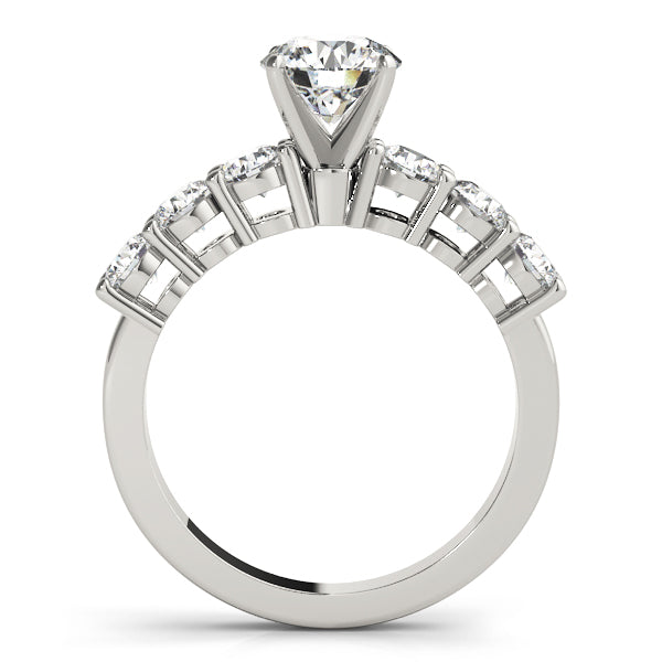 Lagan Side Stone Engagement Ring in Round White Gold