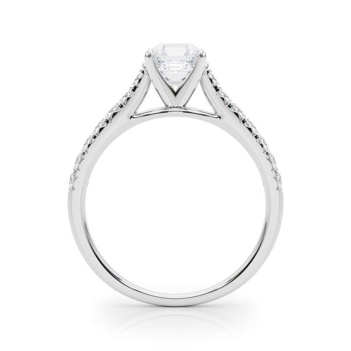 Sandringham Pave Engagement Ring in Round White Gold