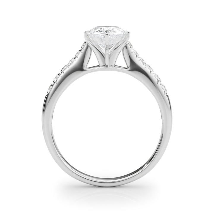 Ness Side Stone Engagement Ring in Round White Gold
