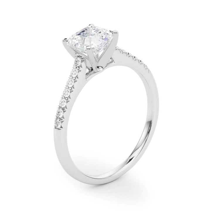 Medway Tapered Pave Engagement Ring in Round White Gold