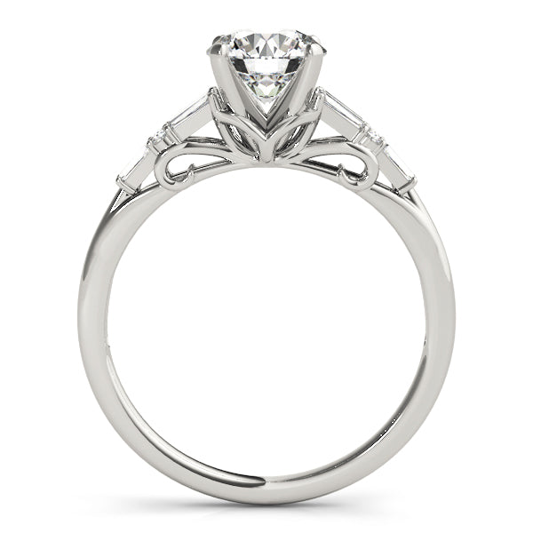 Keats Side Stone Engagement Ring in Round White Gold