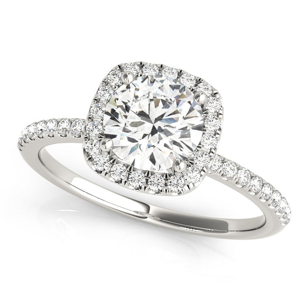 Snowdon Halo Pave Engagement Ring in Round White Gold