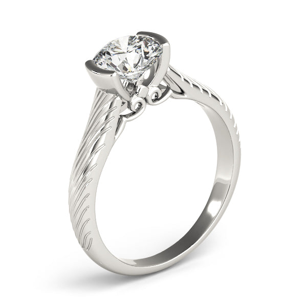 Salisbury Vintage Soltiare Engagement Ring in Round White Gold