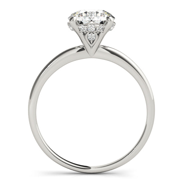 Eldon Feather Thin Hidden Halo Engagement Ring in Round White Gold
