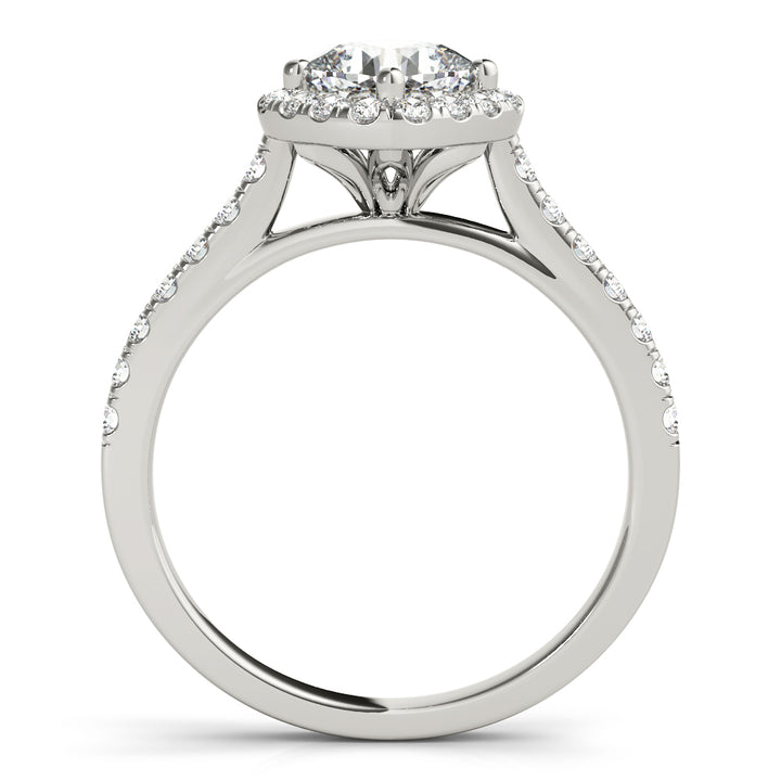 Richmond Tapered Pave With Halo Engagement Ring in Cushion White Gold