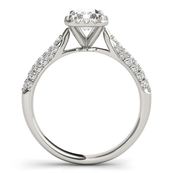 Pembrokeshire Halo Engagement Ring in Emerald White Gold