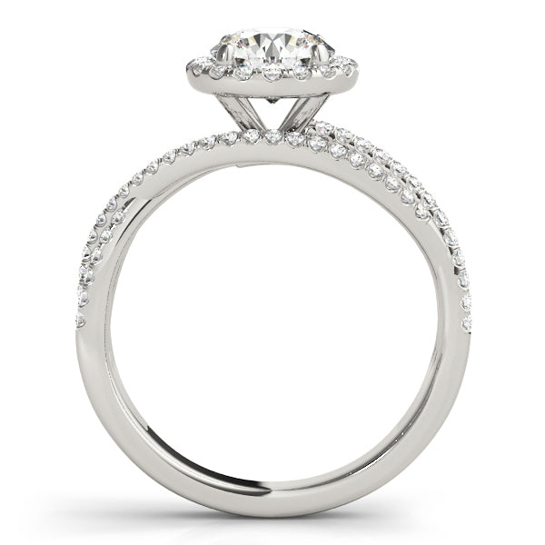 Guinevere Halo Mutlirow Engagement Ring in Round White Gold