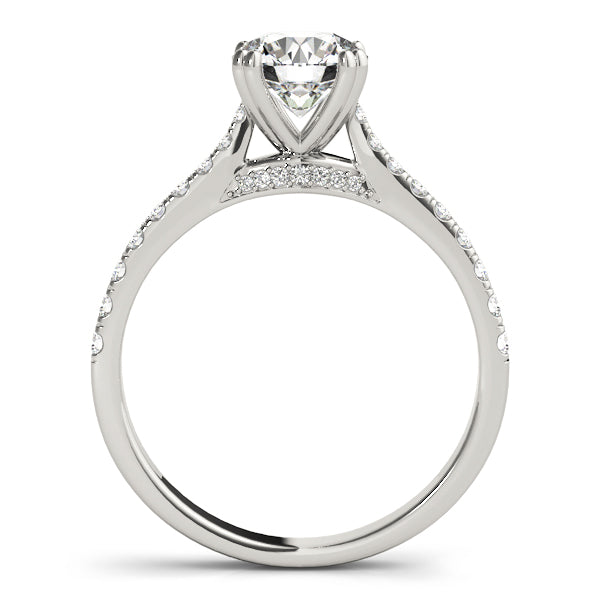 Clarence Hidden Halo Engagement Ring in Round White Gold