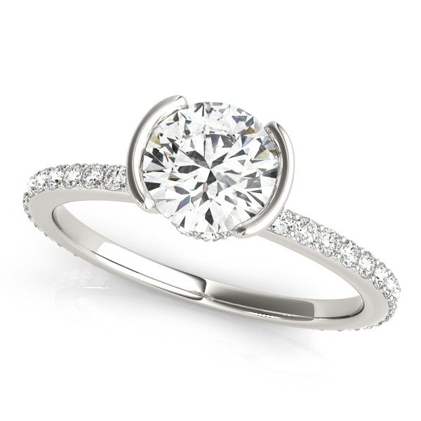 Dartmoor Bezel Pave Engagement Ring in Round White Gold