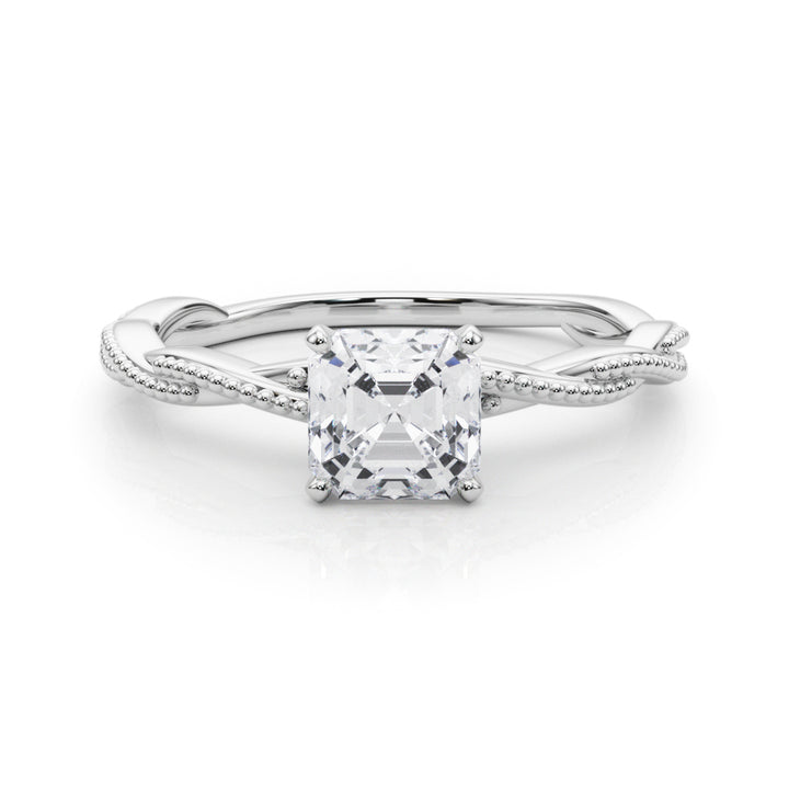 Stuart Twisted Engagement Ring in Round White Gold