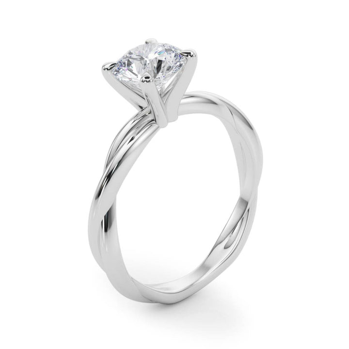 Sherlock Twisted Shank Engagement Ring in Round White Gold
