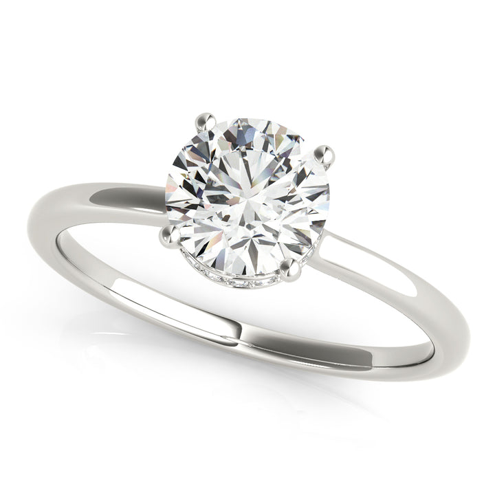 Ophelia Hidden Halo Engagement Ring in Round White Gold