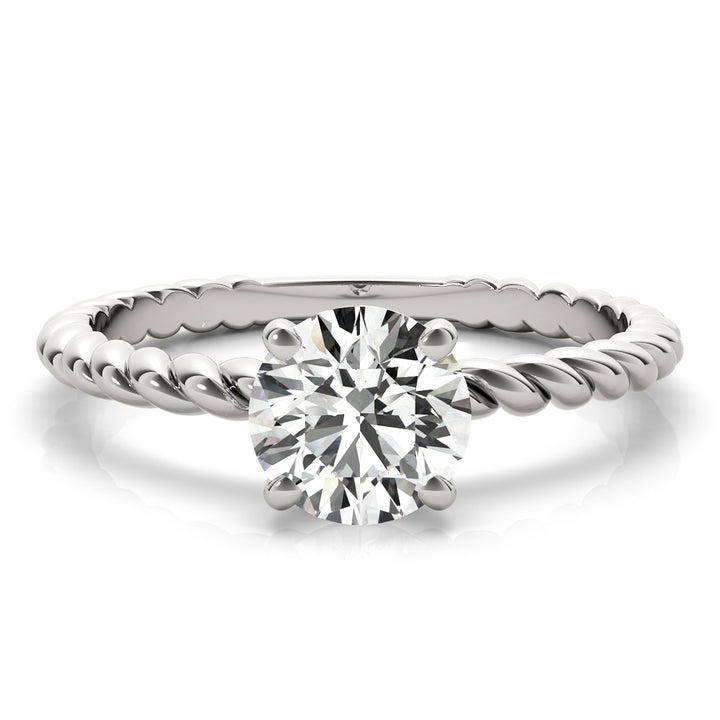 Aberdeen Twisted Shank Engagement Ring in Round White Gold