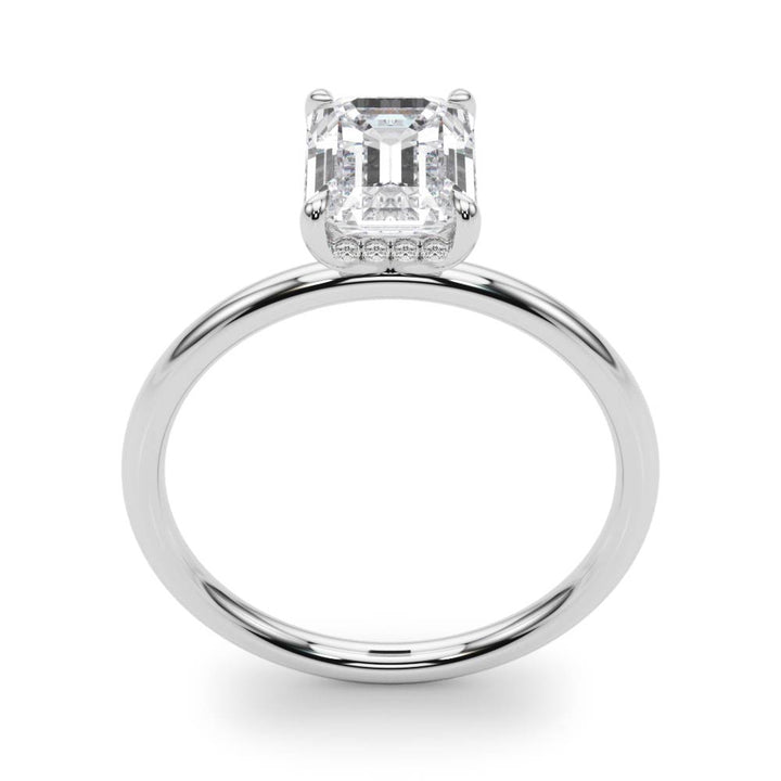Watson Hidden Halo Emerald Engagement Ring in White Gold