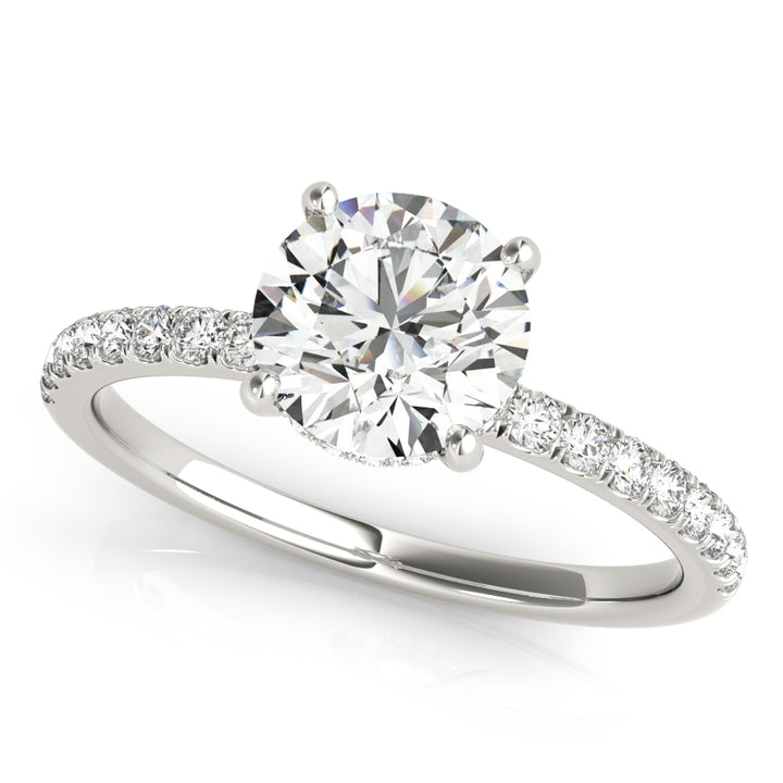 Kent Hidden Halo Pave Engagement Ring in Round White Gold