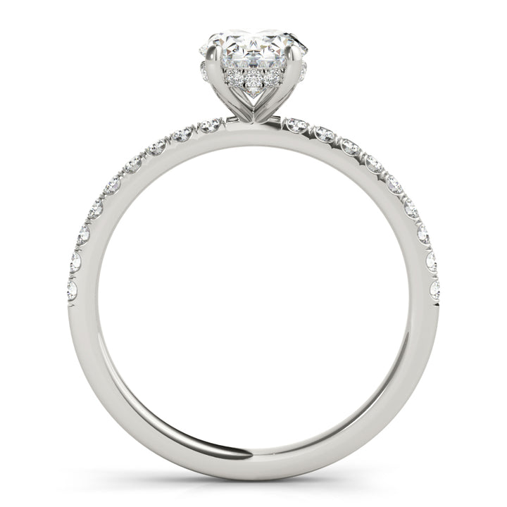 Greenwich Delicate Pave Engagement Ring in Oval White Gold