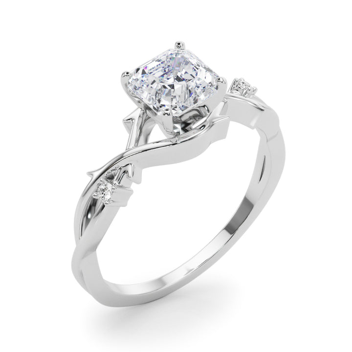 Throne Thin Side Engagement Ring in Round White Gold
