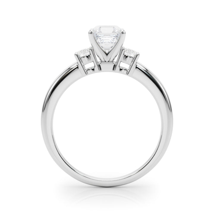 Regent Three Stone Engagement Ring in Round White Gold
