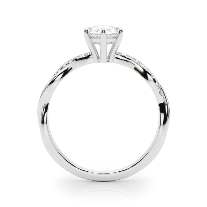 Mercury Twisted Pave Engagement Ring in Pear White Gold