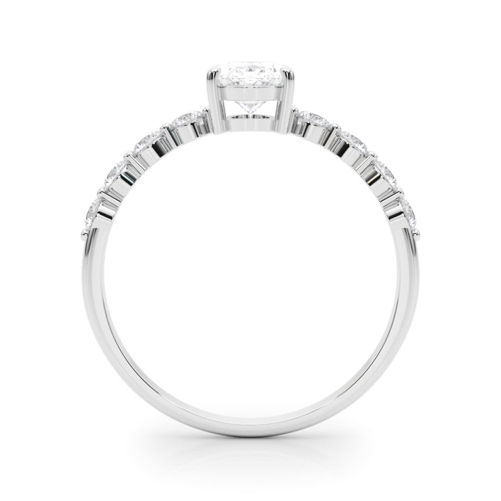 Darcy Side Stone Oval Engagement Ring in White Gold