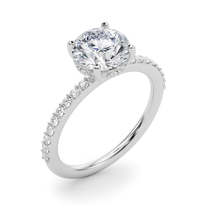 Peak Hidden Halo Engagement Ring in Round White Gold