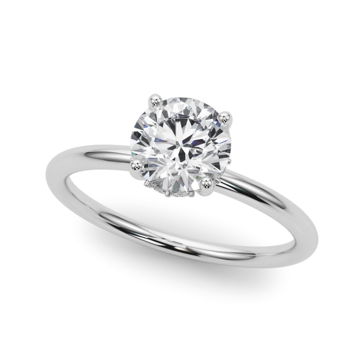 Cotswold Hidden Halo Engagement Ring in Round White Gold