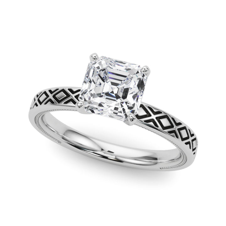 Empress Vintage Xo Engagement Ring in Round White Gold