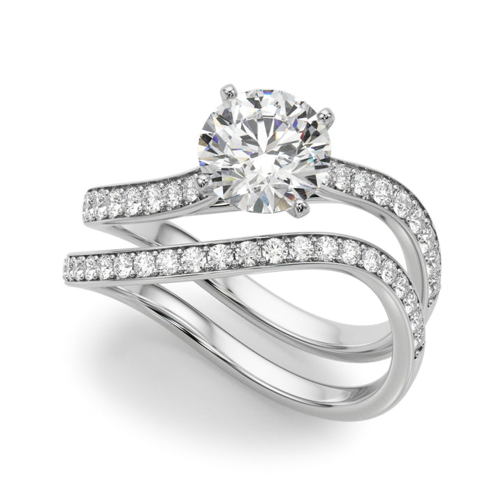 Globe Twisted Pave Engagement Ring in Round White Gold