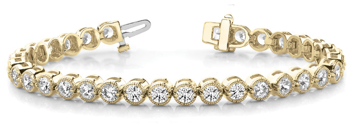 Nottingham In Line Prong Set Bracelet in Yellow Gold