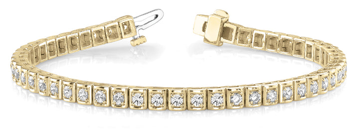 Newcastle In Line Prong Set Bracelet in Yellow Gold