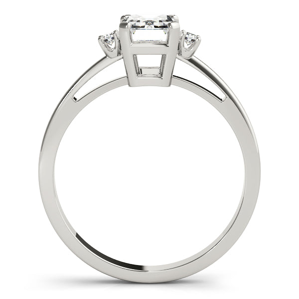 Majesty Three Stone Emerald Engagement Ring in White Gold