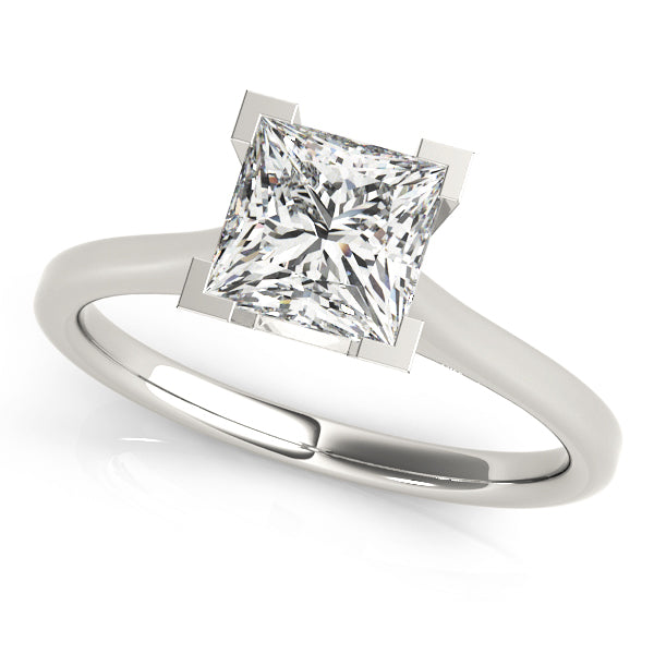 Knightsbridge Classic Bezel Solitaire Engagement Ring in Princess White Gold