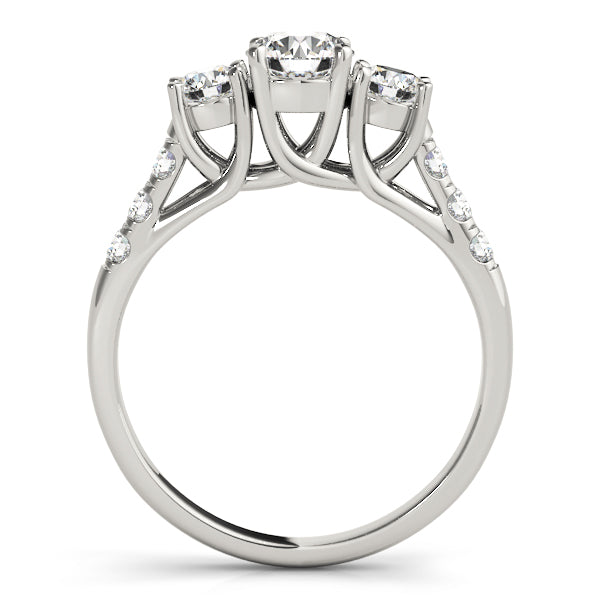 Thistle Side Stone Engagement Ring in Round White Gold