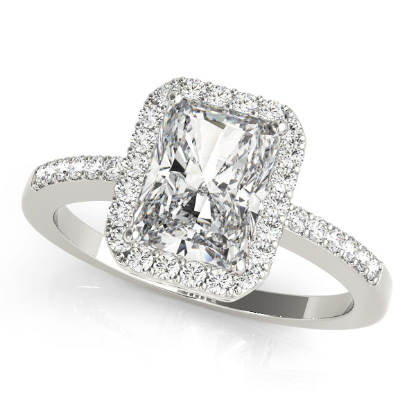 Keswick Halo Engagement Ring in Emerald White Gold